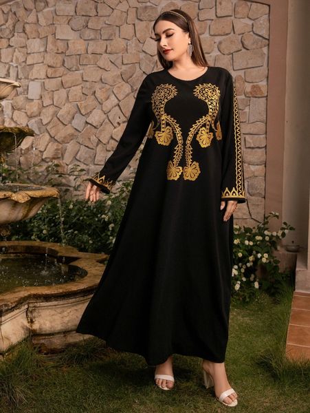 

plus gold floral print tee dress e3pq#, Black