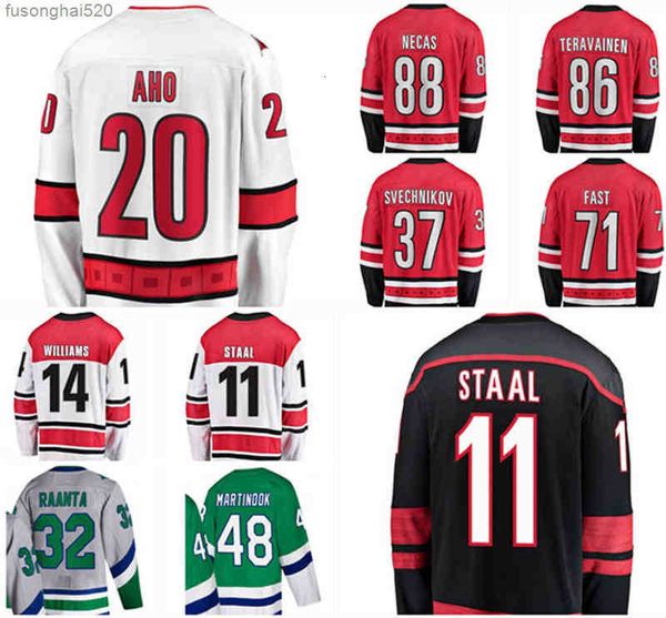 

2022 carolina 20 aho hockey jersey 37 andrei svechnikov 86 teuvo teravainen 10 ron francis 11 staal car custom stitched men women nhl's, Black
