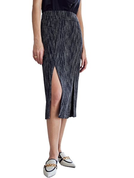 

motf premium tweed straight fit split skirt d7en#, Black