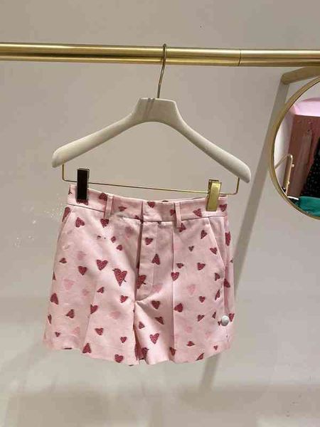 

women's shorts french minority spring and summer high waist sweet pink love pattern shorts aging straight casual pants women, White;black