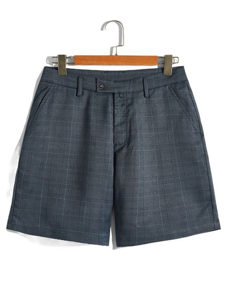 

men plaid print straight leg shorts a0wj#, White;black