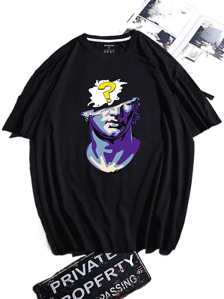

men question mark & figure graphic tee 15o5#, White;black