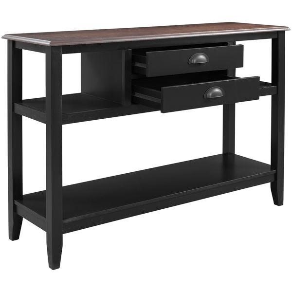 

for living room entryway furniture color-matched console table with 2 drawers and open shelves