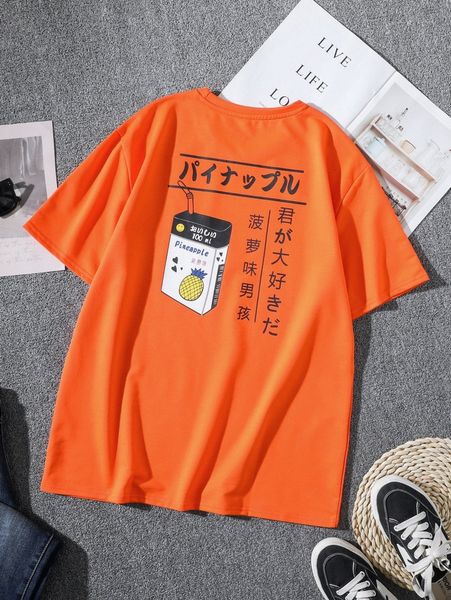 

men japanese letter graphic tee y93f#, White;black
