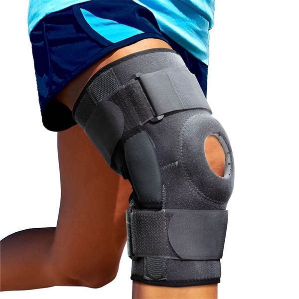 1 Stück Knieorthese Schutzpolster mit zwei seitlichen Metallstabilisatoren Kniestütze ACL MCL Meniskusriss Arthritis Sehne Schmerzlinderung 220716