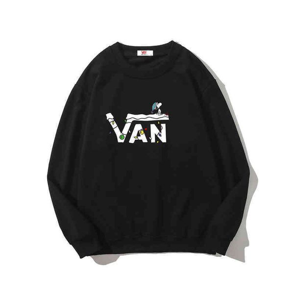 

designer van hoodie oversized vintage black white luxe fashion round neck sweater new loose versatile men's and women's long pullo
