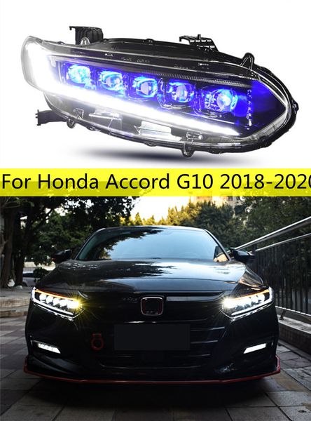 Peças de carro luzes dianteiras para honda accord g10 18-20 led farol de circulação diurna sinal de volta alto baixo feixe luzes principais