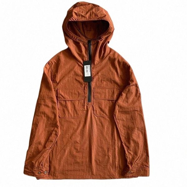 

men's jackets summer multi-pocket lens decoration nylon material men's casual zipper jacket thin sports 03zr#, Black;brown