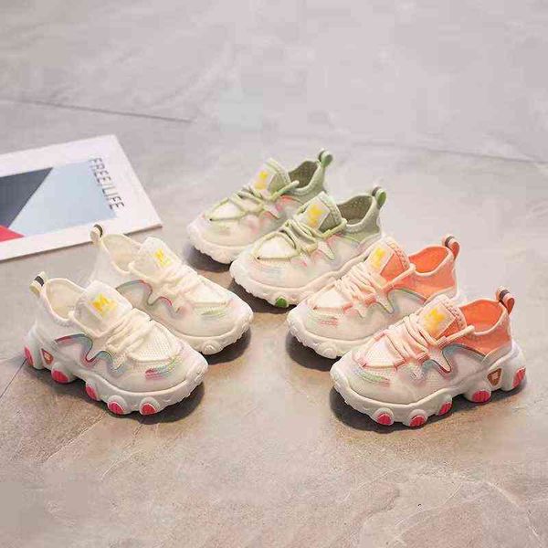 

2022 school kids shoes mesh breathable toddler boys girls sport shoes outdoor tennis lace up fashion children sneakers f02171 g220517, Black;red