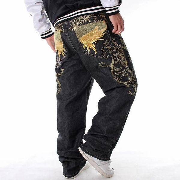 Jeans da uomo moda stampata 2022 allentato Hip Hop Homme pitone ricamo pantaloni Hip-Hop Denim Harem tuta da uomo dritto