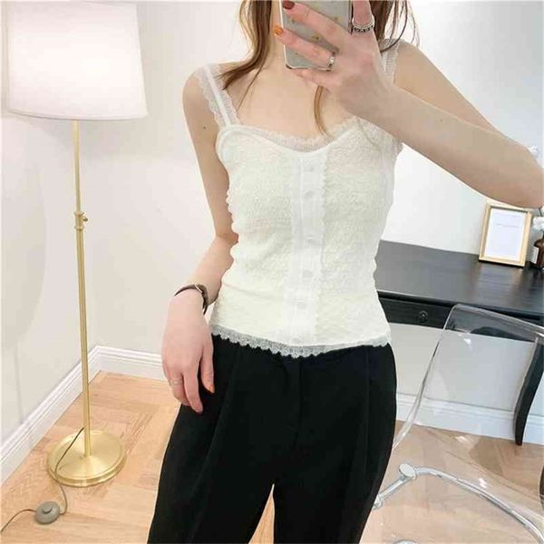 

arrival spring crop fashion streetwear lace camis women tanks black women casual clothes tg 210325, White