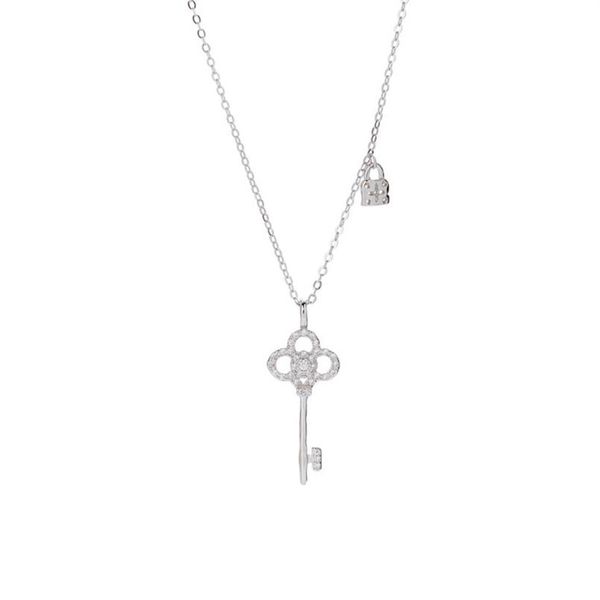

s925 sterling silver key pendant necklace ladies fashion simple clavicle chain necklace jewelry gift 6-xl10413002