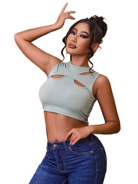 

sxy cut out crop tank z4ct#, White