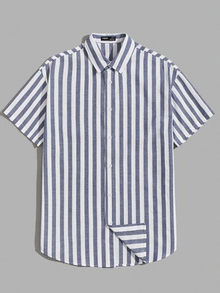 

men striped drop shoulder shirt without tee f3ue#, White;black