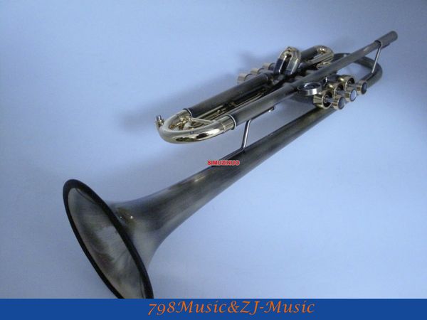 

antique finish trumpet b-flat monel valves with case mouth professional trumpet lorico ring mute