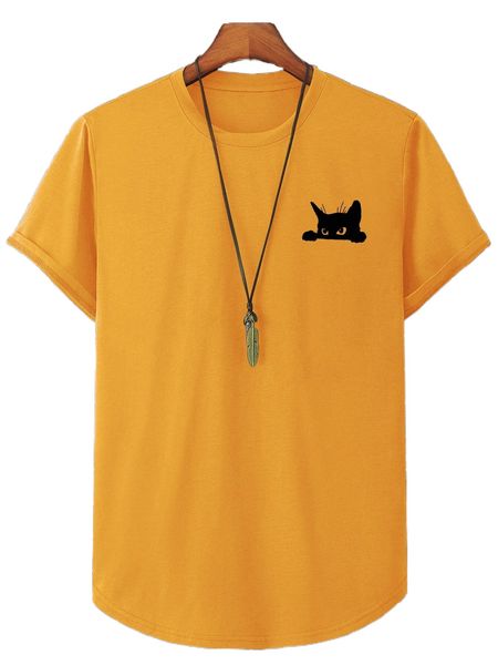 

men animal print curved hem tee o9ly#, White;black