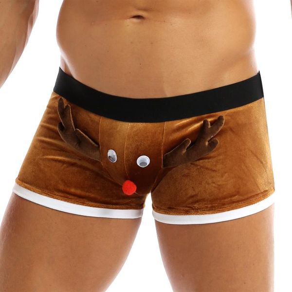 Unterhosen Herren Neuheit Dessous Unterwäsche für Weihnachten Urlaub Kostüm Rentier Bulge Pouch Boxershorts Low Rise Shorts UnterhosenUnd