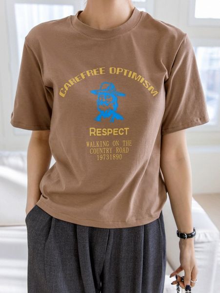 

dazy figure & slogan graphic tee g7pw#, White