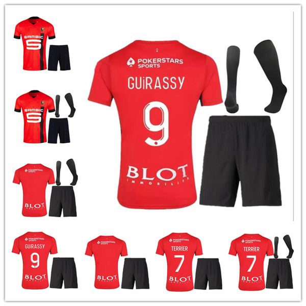 

stade rennais soccer jerseys rennes th anniversary maillot de foot 2022 2023 camavinga bourigeaud niang doku hunou men kids kits football sh, Black;yellow