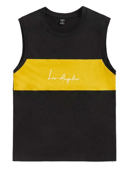 

men letter graphic colorblock tank q2is#, White;black
