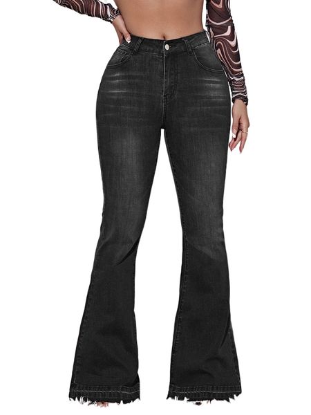 

sxy raw hem flare leg jeans c8dy#, Blue