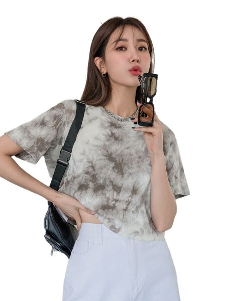 

dazy tie dye ribbed knit tee t3hf#, White