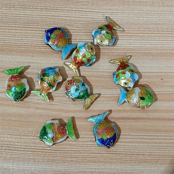 

colorful cloisonne lucky fish beads for jewelry making charms necklace earrings bracelets parts diy enamel accessories, Black
