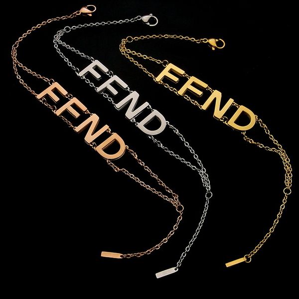 

europe america r fashion style lady women titanium steel hollow out letter 18k plated gold double chain bracelets 3 color, Black