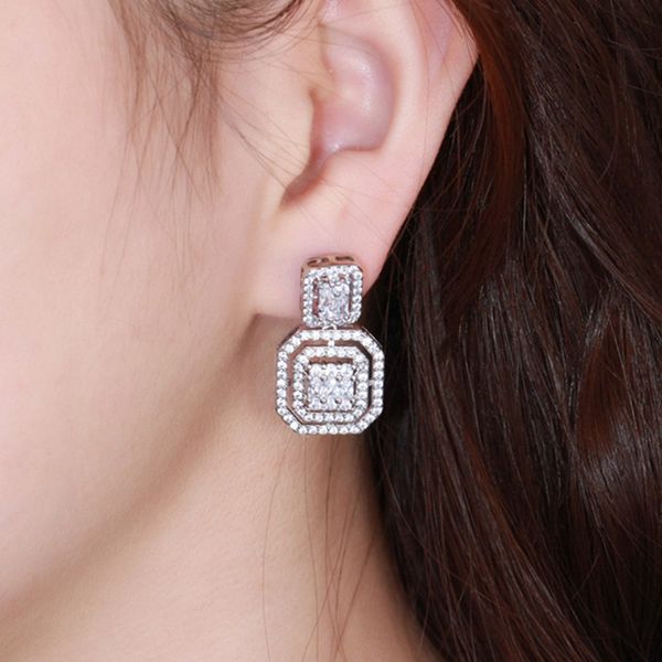

fashion square designer earring luxury jewelry charm earrings 925 silver post white aaa cubic zirconia copper 18k gold diamond earrings for, Golden