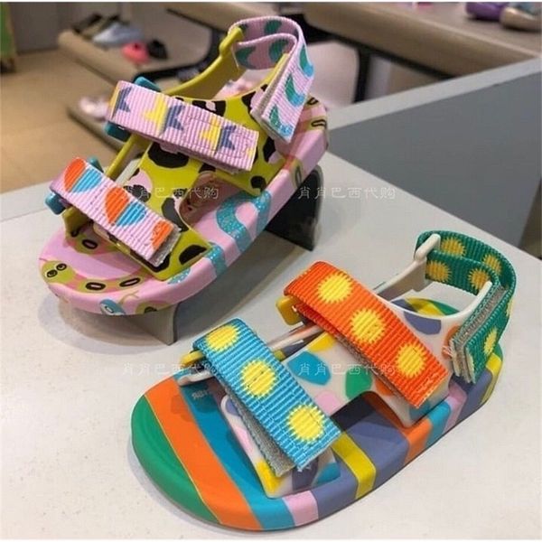 

arrival mini melissa children sandals kids beach shoes big girl and boy fashion jelly shoes hmi083 220606, Black;red
