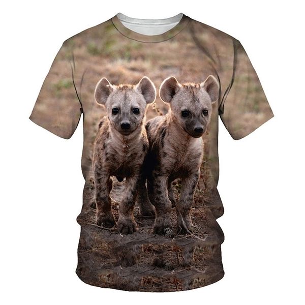 

hyena animal print mens tshirts fashion summer o neck short sleeve breathable tees 3d style casual male clothes 6xl 220607, White;black