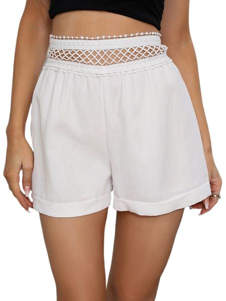

solid contrast lace shorts n1uy#, White;black
