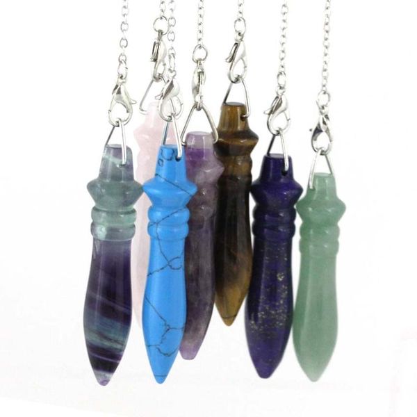 Collane con ciondolo KFT Natural Healing Crystal Quarzo Pendolo Ametiste Lapislazzuli Reiki Pietra Amuleto Pendule Divinazione Gioielli