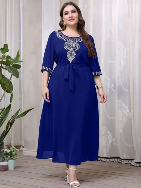 

plus geo self tie a-line dress 72sm#, Black