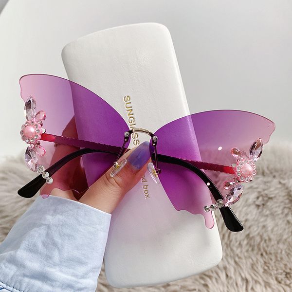 

sunglasses cross-border new dance butterfly shaped diamond rimmed designer sun glasses women exaggerated round big face, White;black