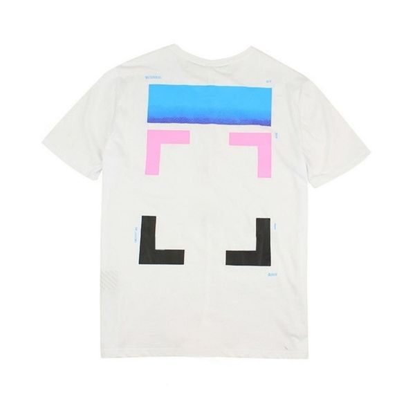 

mens classic designer fashion offs t shirts brand cotton luxury short sleeves tees back rainbow gradient arrow t-shirts women black shirt e, White;black