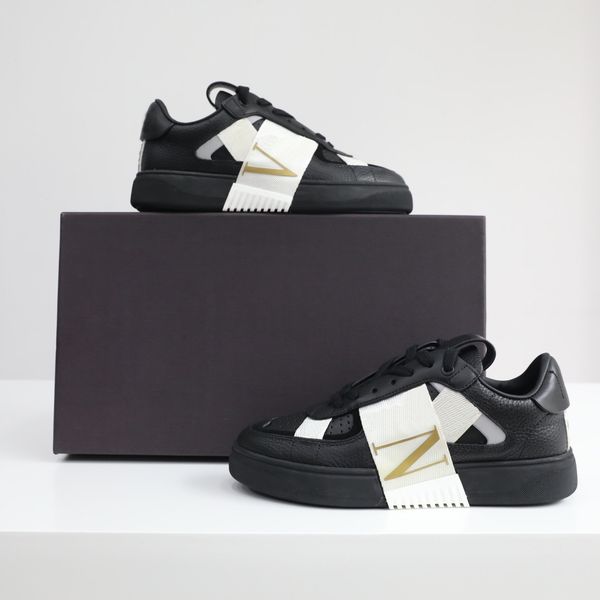 

italian luxury fashion casual shoes patchwork fashion leather sneakers women's low men's letter leather skateboard platform39-45, Black