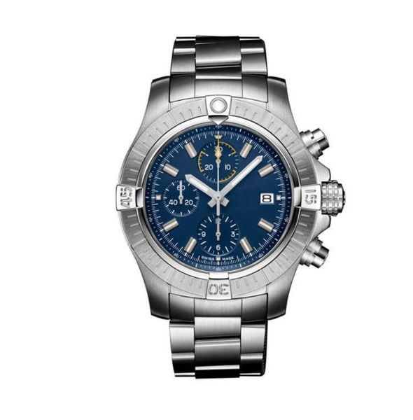 

2021 full black case green dial canvas leather new super 1884 men watches quartz chronograph stainless steel sapphire crystal, Slivery;brown