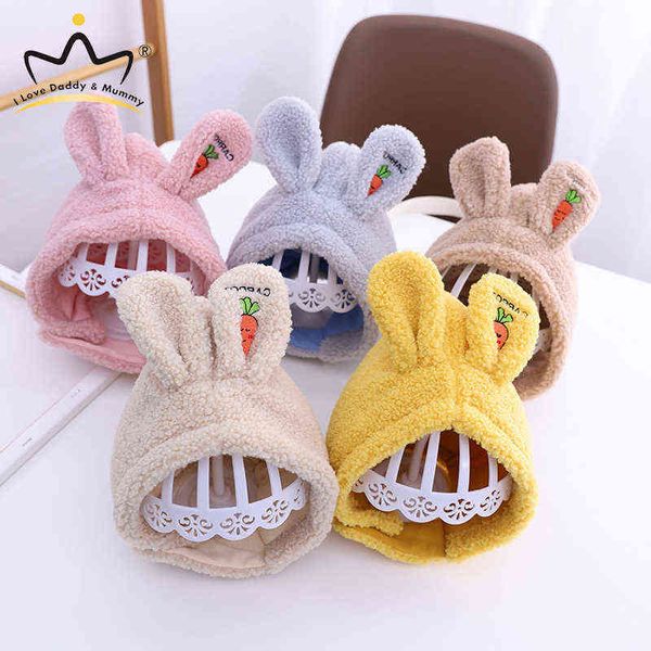 

cute rabbit ear baby hat winter autumn outdoor ear protection plush children hat for boys girls cartoon carrot children hats beanie l220728, Yellow