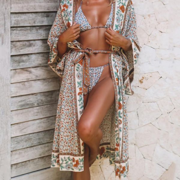 

women's swimwear oversize bikini cover leaves print beach up tunics for long kaftan robe swimsuit cover-ups, White;black