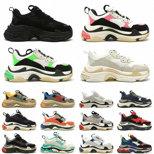 

men women triple s shoe dad casual shoes crystal bottom paris 17fw leisure sneakers for vintage old grandpa trainer chaussures black