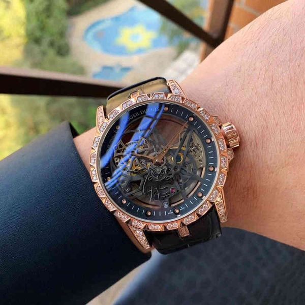 

luxury mens mechanical watch fashion premium brand wristwatch roge dubui and dupy launch the 's iconic geneva watches, Slivery;brown