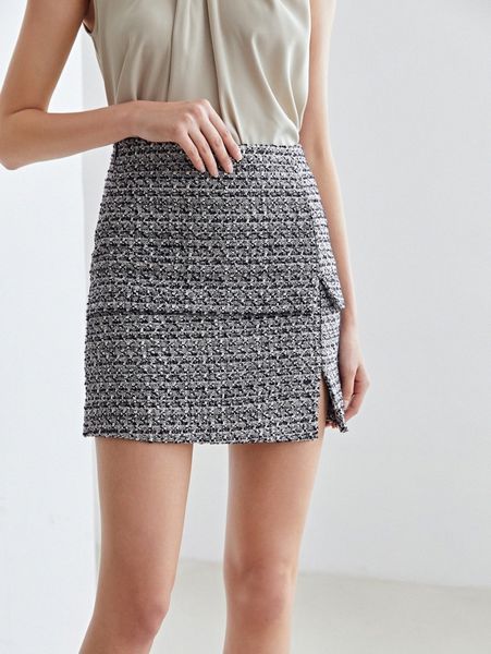 

motf premium tweed mini skirt x3ho#, Black