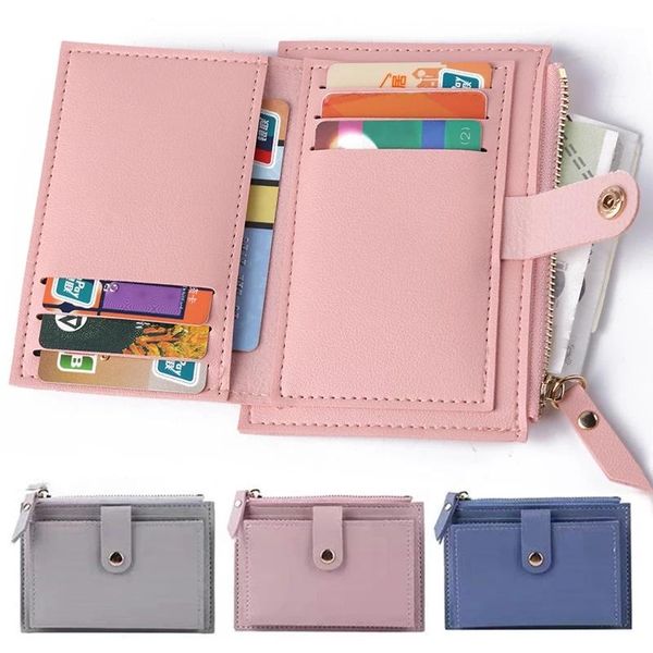 Titolari di carte Moda Donna Portafogli Borsa da donna in pelle Mini Hasp Solid Multi-Card Holder Coin Short Slim Small Wallet Zipper HaspCard