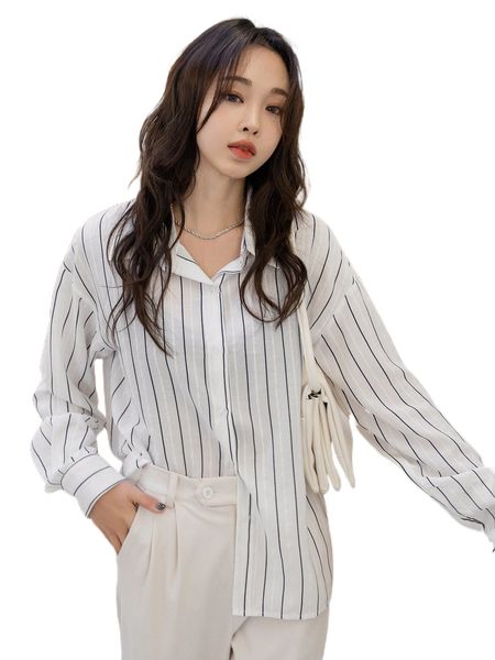 

dazy striped print drop shoulder blouse o6kc#, White