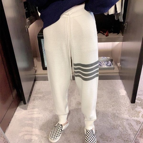 

11% off 2022 summer trendy wo clothing pineapple new wool tb korean chao br wide tube sports and women's harlan pants, White;black