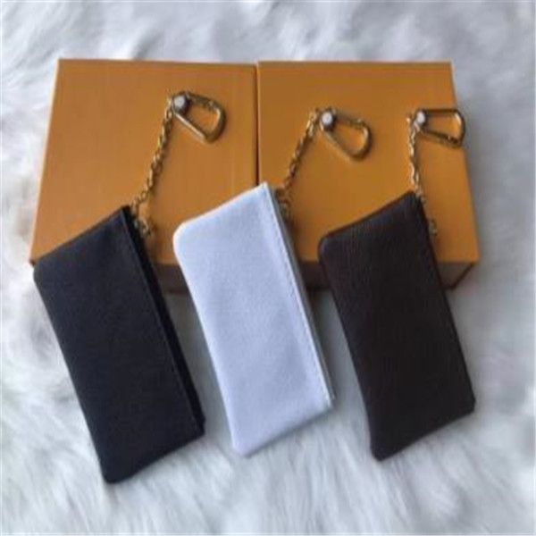 

4 color key pouch damier leather holds good quality famous classical designer women key holder coin purse small leather key wallets no box 2, Red;black