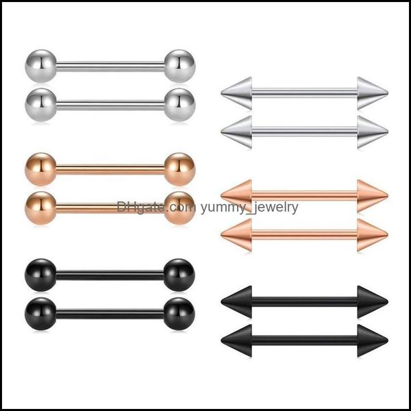 

other body jewelry 12pcs 14g 12mm 14mm 16mm 18mm ball spike nipple tongue shield ring barbell piercing retainer drop delivery 2021 rzahu, Slivery;golden