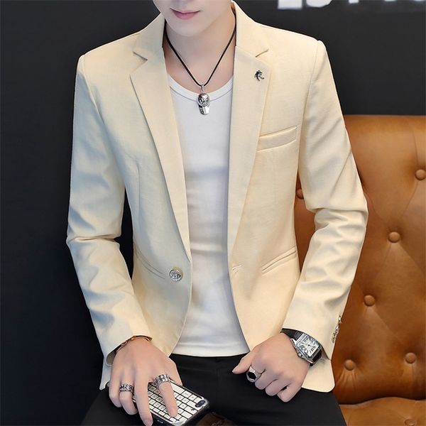 

ho men handsome character stealth gauze teenagers light color fashion leisure business blazer 220409, White;black