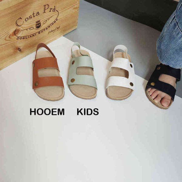 

children' cork bran sandals summer korean sandals boys and girls hollow out wood bran shoes, Black;grey